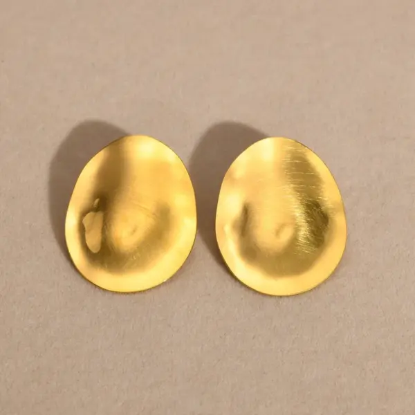 PVD Coated Real Gold Plated 18K Gold Oval 304 Stainless Steel INS Style Waterproof Non Tarnish Ear Studs