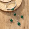 oly-375b4ff13a2519f1acfd29272b8c4b05 Wholesale Cross-border European and American light luxury four-piece natural stone emerald necklace earrings ring bracelet jewelry