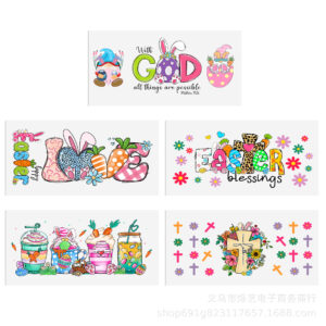Easter series transparent crystal water cup waterproof sticker suit (5 pieces/set)