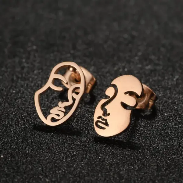 Wholesale PVD Coated Real Gold Plated Human Face Stainless Steel Simple Style Waterproof Non Tarnish Ear Studs