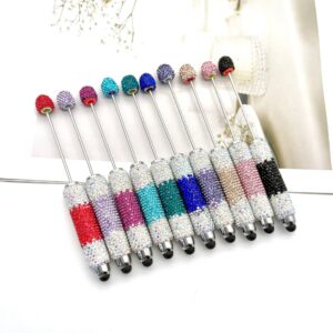 Wholesale DIY Gradient Full Diamond Pen Creative Multi-Functional Beaded Touch Screen Pen Plug-In Mobile Phone iPad Touch Capacitive Pen