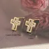 Wholesale 1 Pair Simple Style Classic Style Geometric Cross Plating Inlay Copper Zircon 18K Gold Plated Ear Studs