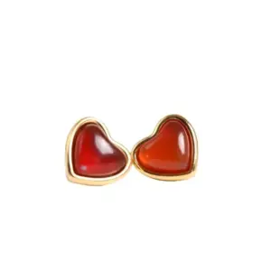 G396 Red Agate Earrings Gold