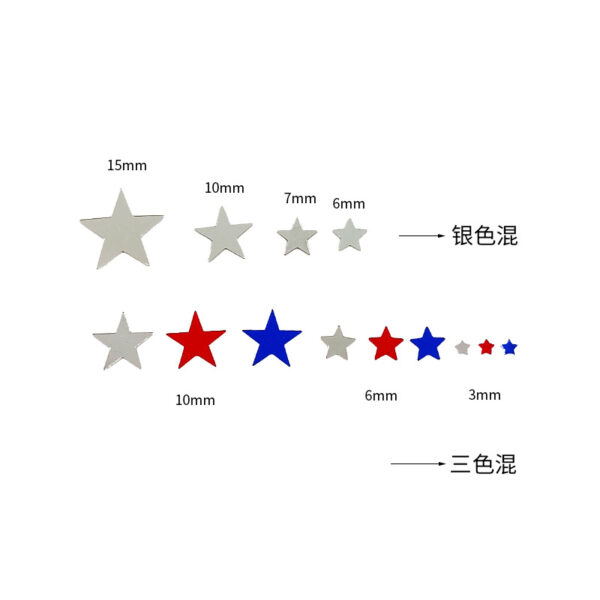 Wholesale Five-pointed Star Sequins Independence Day Party Small Package Bead Sprinkling Festival 10MM Flat Mixed Three-color Star Sequins