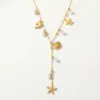 Wholesale PVD Coated Real Gold Plated 18K Gold Tortoise Starfish Shell 304 Stainless Steel Princess Glam Lady Waterproof Non Tarnish 304 Stainless Steel Lobster Trigger Clasp Closure Necklace