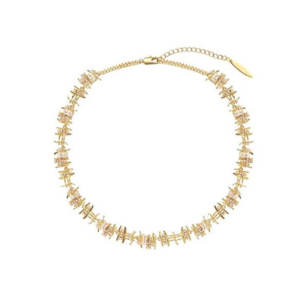 Wholesale European and American Fashion Niche Retro Woven Gem Necklace Women's New Arrival Explosive Light Luxury Choker Necklace Chain for Women