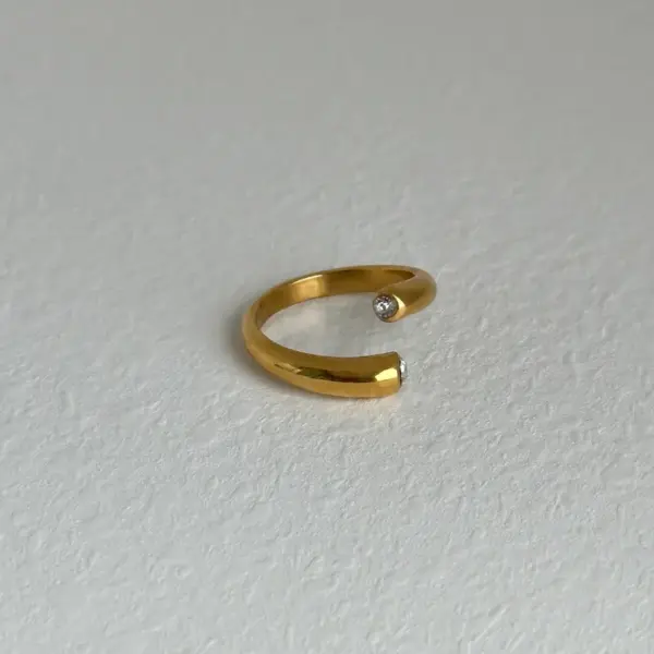 Wholesale Simple Style Solid Color Titanium Steel Zircon Open Ring