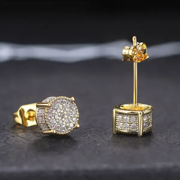 Wholesale Fashion Geometric Copper Ear Studs Plating Artificial Gemstones Copper Earrings