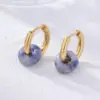 PVD Coated Gold Plated Round 304 Stainless Steel Natural Stone Retro Simple Style Waterproof Non Tarnish Earrings