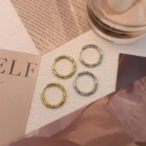 Wholesale Unisex Titanium Steel Non-Fading Double Tooth Pattern Hoop Earrings Simple Elegant Versatile High-Quality Geometric Design Jewelry