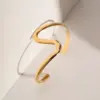 304 Stainless Steel Irregular PVD Coated 18K Gold Plated Basic Vintage Style Asymmetrical Plating Gold Bangle