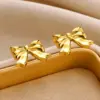 Wholesale PVD Coated Real Gold Plated Bow Knot 304 Stainless Steel Simple Style Classic Style Waterproof Non Tarnish Ear Studs
