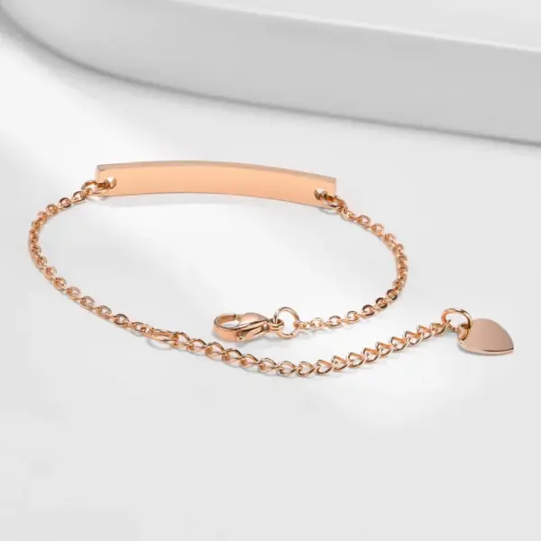 PVD Coated Real Gold Plated 18K Gold Letter Stainless Steel Simple Style Waterproof Non Tarnish 304 Stainless Steel ID Bracelet