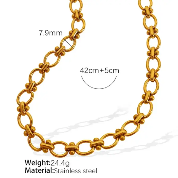 Wholesale 304 Stainless Steel Solid Color PVD Coated 18K Real Gold Plated Elegant Retro Waterproof Non Tarnish Plating Chain Gold Silver Bracelets Necklace