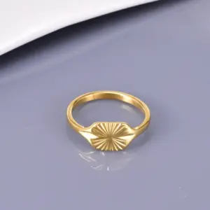 Wholesale 304 Stainless Steel Solid Color PVD Coated 18K Real Gold Plated Simple Style Waterproof Non Tarnish Plating Gold Rings