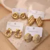 Wholesale 1 Pair/Package Casual Modern Style Irregular Oval Polishing Plating 201 Stainless Steel 18K Gold Plated Earrings