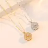 Wholesale Fashionable Titanium Steel Flower Necklace Rotatable Bohemian Style Women's Luxury Aesthetic Lockbone Chain Jewelry Accessory