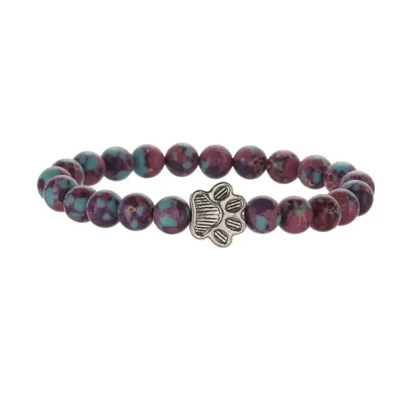 Wholesale Adjustable Alloy Cat Claw Bracelet Blue Turquoise Elastic Rope Women's Bracelet Fashionable Animal Pattern Jewelry Accessory