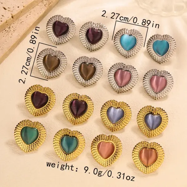Wholesale 1 Pair Vintage Style French Style Heart Shape Plating 304 Stainless Steel Ear Studs