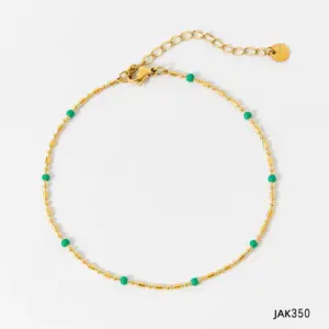 Green / Jak350 Anklet Gold + Emerald