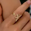 Wholesale PVD Coated Real Gold Plated Starfish Shell 304 Stainless Steel Beach Simple Style Waterproof Non Tarnish Open Rings
