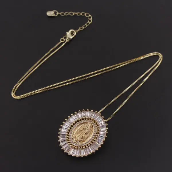 Wholesale Copper Rose Gold Plated Gold Plated Retro Commute Plating Inlay Portrait Zircon Pendant Necklace