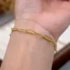 Ferroalloy Solid Color Vacuum Plating Real Gold Plated Simple Style Streetwear Waterproof Non Tarnish Gold Bracelets
