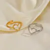 Wholesale PVD Coated 18K Gold Plated Heart Shape 304 Stainless Steel IG Style Waterproof Non Tarnish Rings