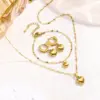 Wholesale Jewelry Elegant Classic Style Heart Shape 304 Stainless Steel Bracelets Earrings Necklace