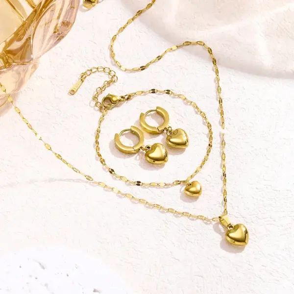 Wholesale Jewelry Elegant Classic Style Heart Shape 304 Stainless Steel Bracelets Earrings Necklace