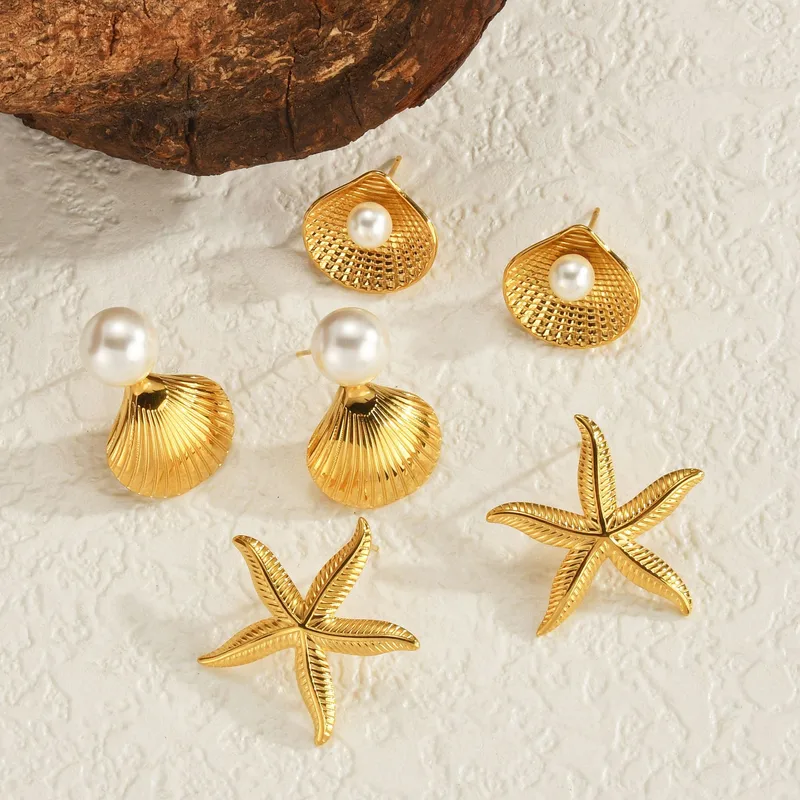 Wholesale PVD Coated Real Gold Plated 18K Gold Solid Color 304 Stainless Steel Simple Style Classic Style Waterproof Non Tarnish Ear Studs