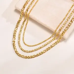 Wholesale PVD Coated Gold Plated Geometric 201 Stainless Steel Hip-Hop Waterproof Non Tarnish 201 Stainless Steel Necklace