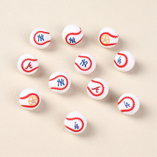 Wholesale Baseball silicone beads 20mm Softball loose beads