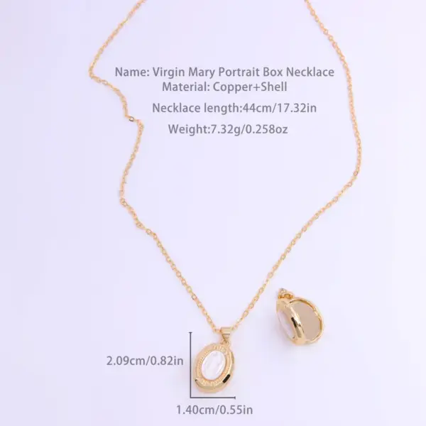 Wholesale Vintage Style Oval Copper Plating Inlay Carving Shell 18k Gold Plated Pendant Necklace