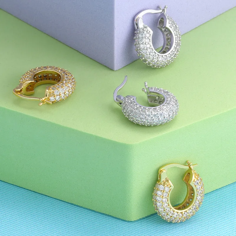 Wholesale Fashion Geometric Plating Copper Artificial Gemstones Earrings