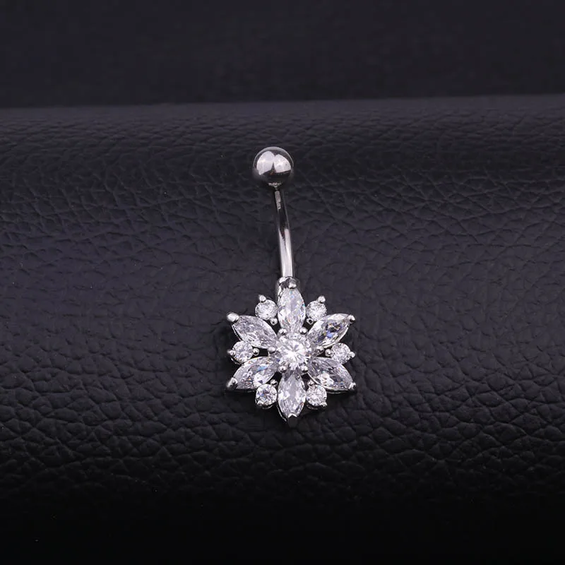 Wholesale 316L Stainless Steel Copper Zircon Ear Cartilage Rings & Studs Flower Waterproof Non Tarnish Surgical Steel Unisex