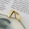 PVD Coated Real Gold Plated 18K Gold Waves 304 Stainless Steel Hip-Hop Modern Style Waterproof Non Tarnish Open Rings