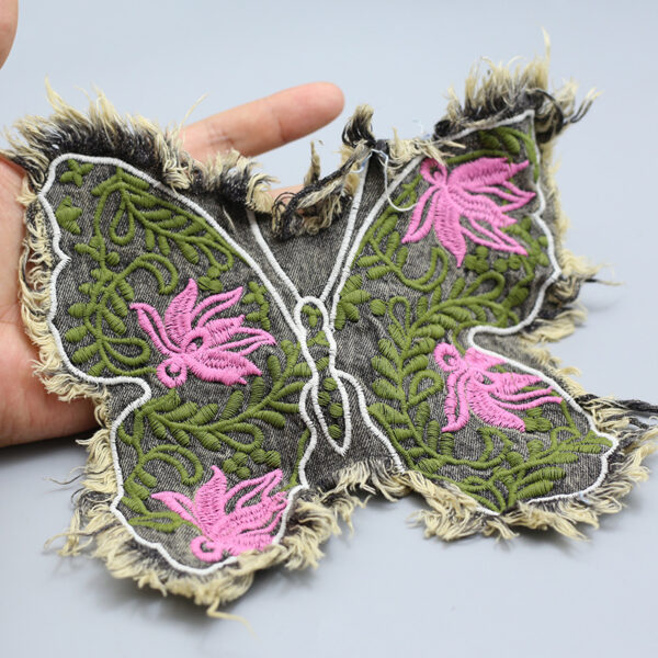 Wholesale Fashion Denim Butterfly Cloth Patch Embroidered Cloth Patch Clothing Bag Hand-stitched Decorative Cloth Patch DIY Accessories