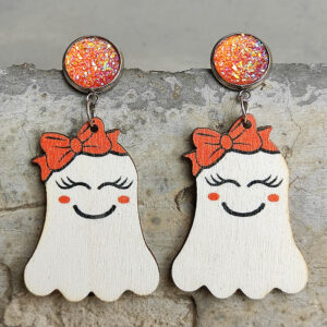 Wholesale Halloween Cute Pumpkin Wooden Earrings