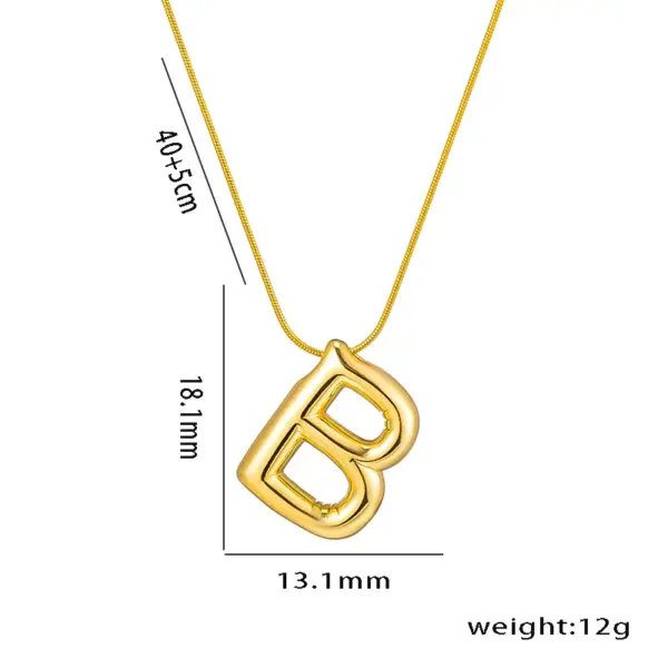 Wholesale PVD Coated Real Gold Plated Letter Stainless Steel Vintage Style Waterproof Non Tarnish Titanium Steel Pendant Necklace