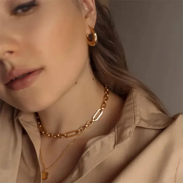 Wholesale PVD Coated Real Gold Plated 18K Gold Round Heart Shape 304 Stainless Steel Modern Style Waterproof Non Tarnish Hoop Earrings