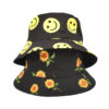 Wholesale European and American Spring and Summer New Smiley Printed Fisherman Hat Women's Japanese Style Sunshade Basin Hat Fashion Double-Sided Sun Hat