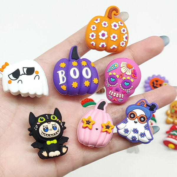 Wholesale New Food Grade Halloween Silicone Bead Printing Silicone Beads DIY Beaded Pen Silicone Bead Accessories