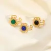 Wholesale PVD Coated Real Gold Plated 18K Gold Flower 304 Stainless Steel Modern Style Waterproof Non Tarnish Open Rings