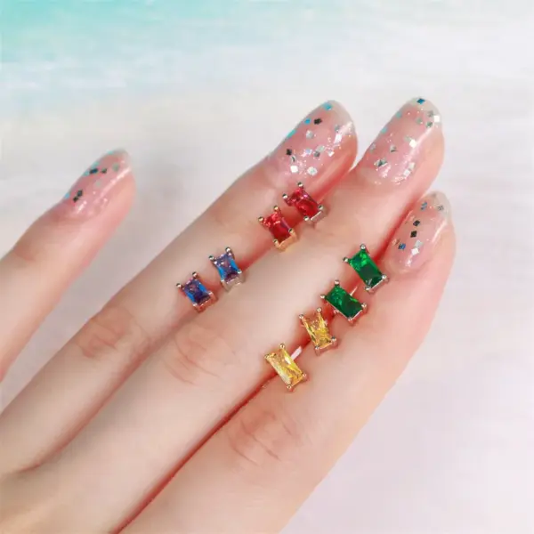 Wholesale Ear Cartilage Rings & Studs Simple Style Geometric Brass Gem