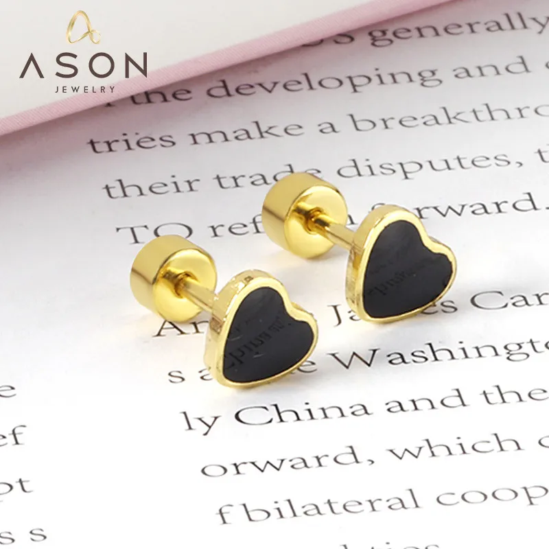 Wholesale Fashion Heart Shape Stainless Steel Plating Ear Studs 1 Pair