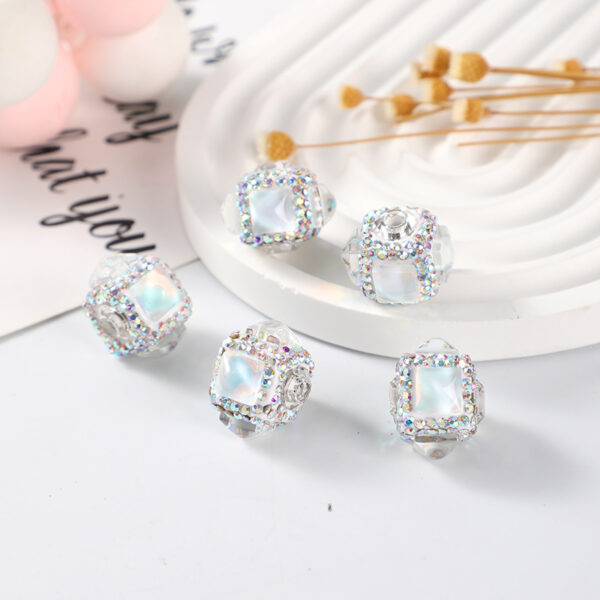 Wholesale Diamond Bead Square Mocha Beaded Pen Accessories DIY Mobile Phone Chain Factory Direct Sales Pendant Geometric Elements