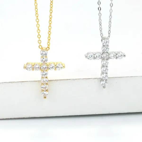 Wholesale Fashion Cross Copper Zircon Necklace Wholesale