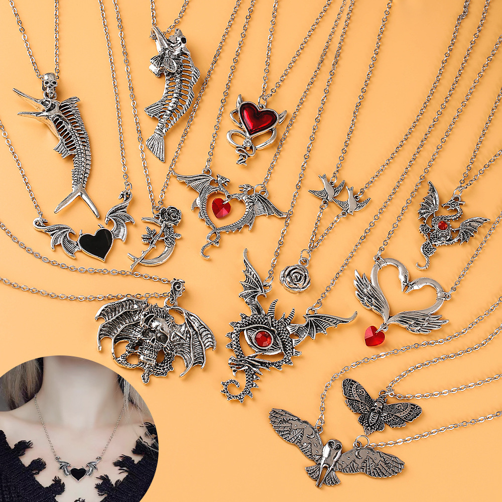 Wholesale Trendy Hip Hop Street Alloy Oil Aessories Party Gothic Dark Ins Style Necklace Pendant Pendant