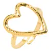 PVD Coated Real Gold Plated Heart Shape 304 Stainless Steel Simple Style Waterproof Non Tarnish Open Ring